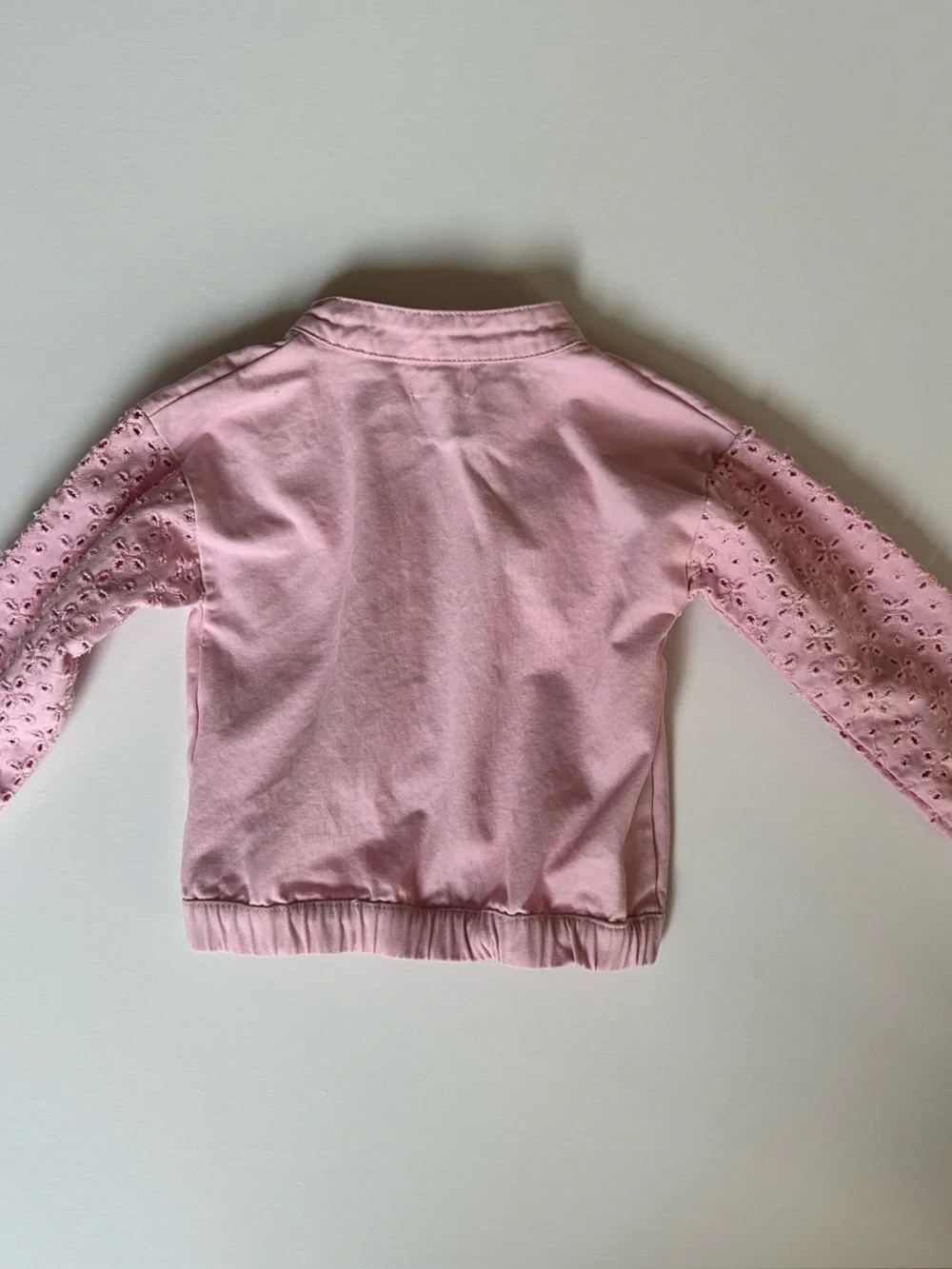 Derek Heart Light Pink Eyelet Sleeve Zip Jacket